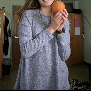 Blue Crisscross Open Crewneck Sweater